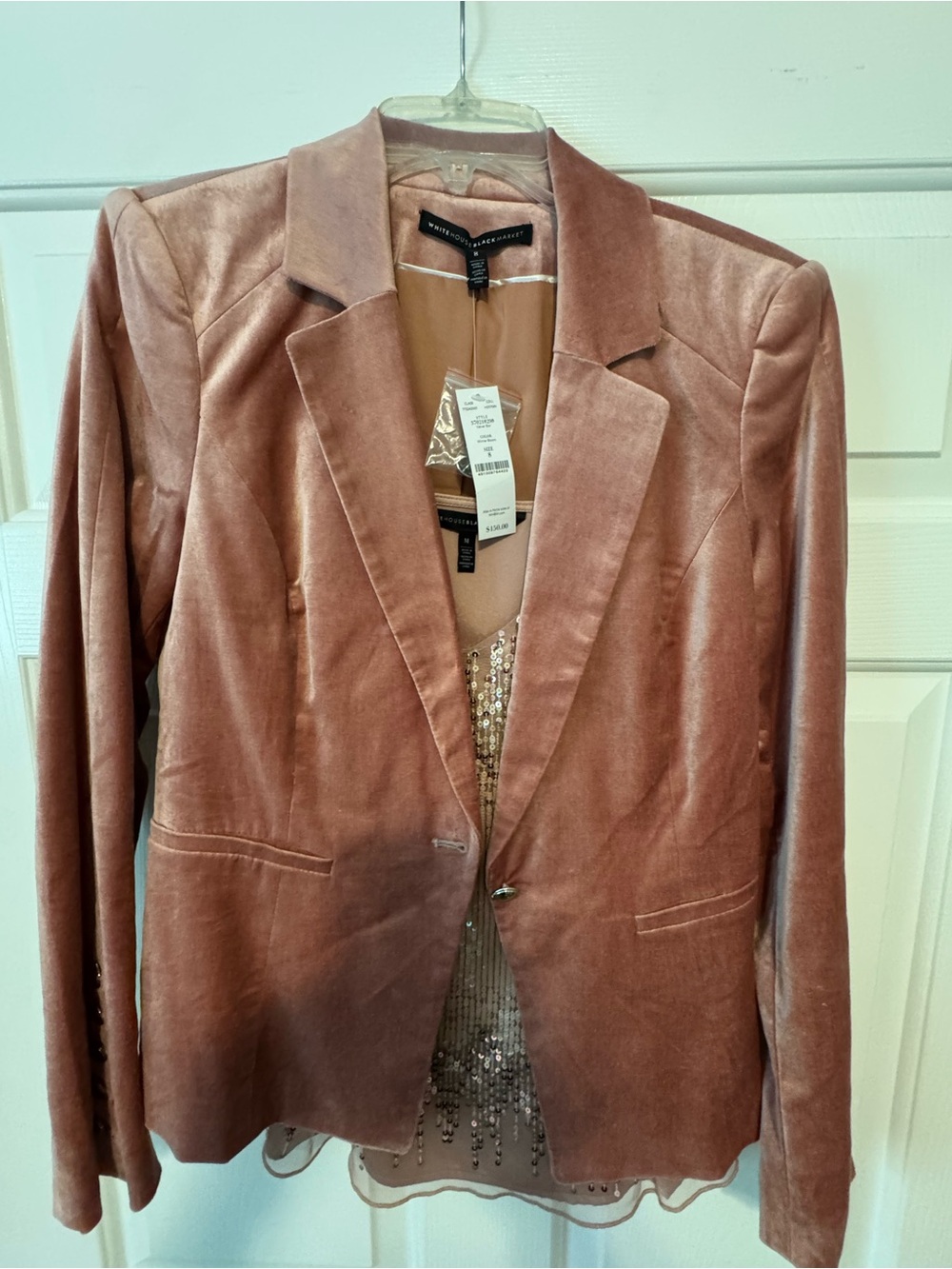 WHBM White House Black Market Velvet Blazer Jacket - Dusty Rose
